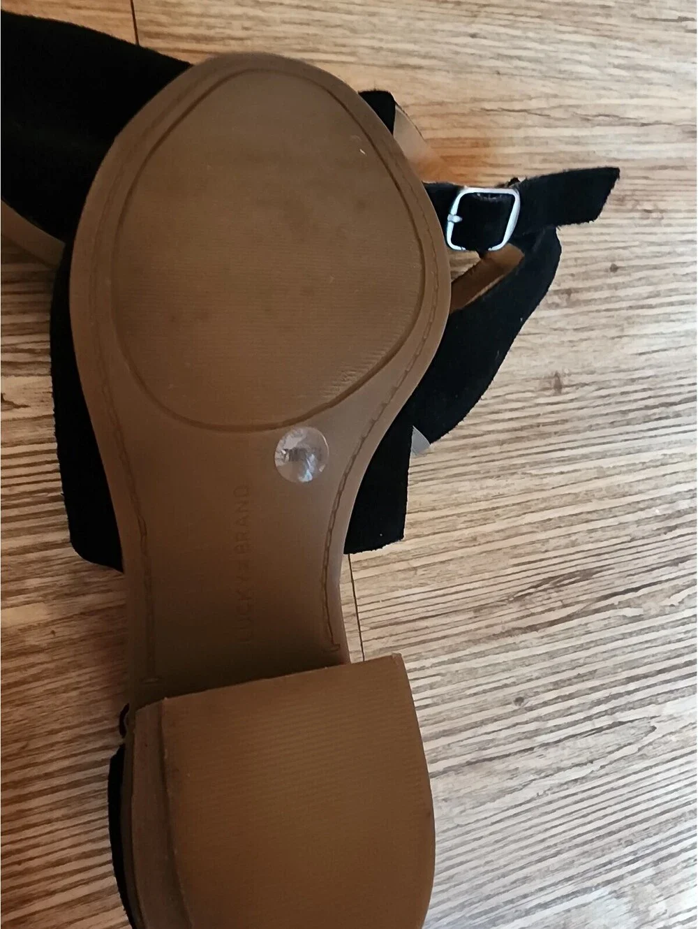 Size 7 - Women's Lucky Brand Baxley Black Suede Leather Sandals